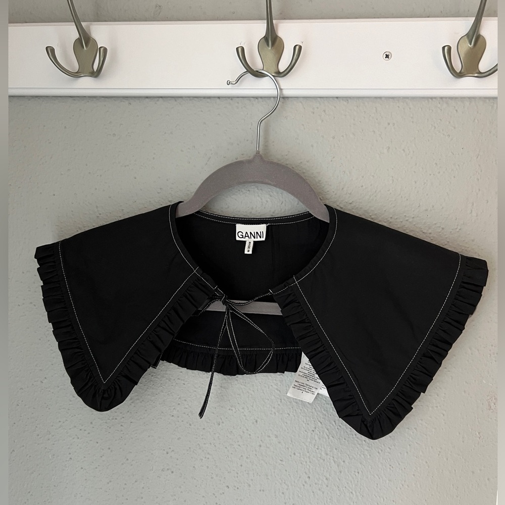 Ganni Black Ruffle Trimmed Collar
